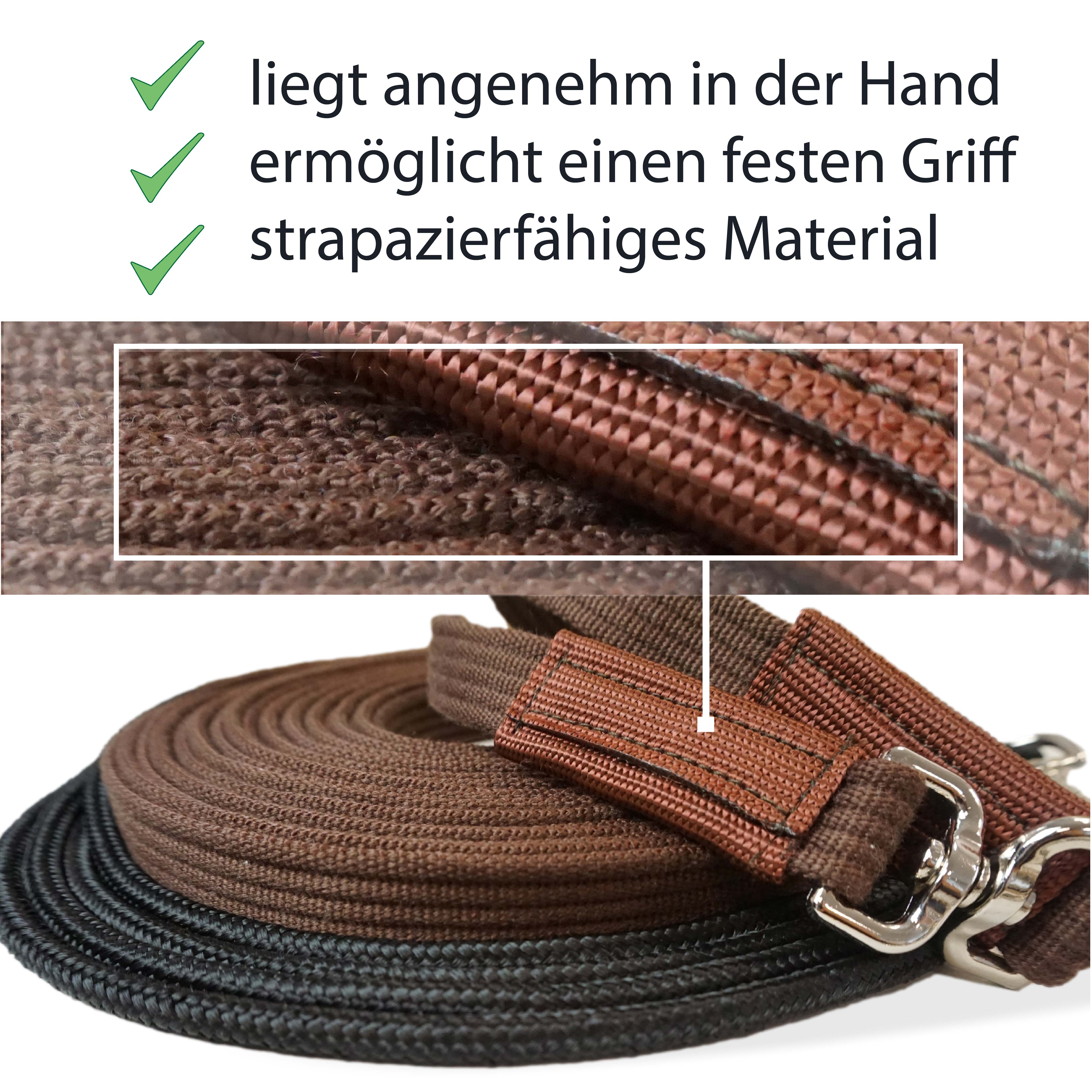 Doppellonge ideal für Bodenarbeit, in schwarz oder braun